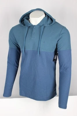 Sudadera con capucha térmica Henley azul OCT Volcom Nunex Colorblocked para hombre Foto 1 de 3