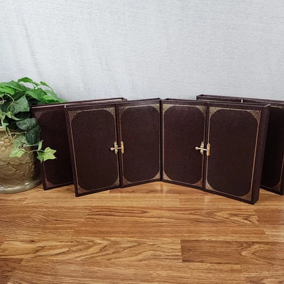 4 Vtg MCM Brown Faux Leather Photo Albums w/ Gold Accents & Gold Metal Closure - Image 1 of 4