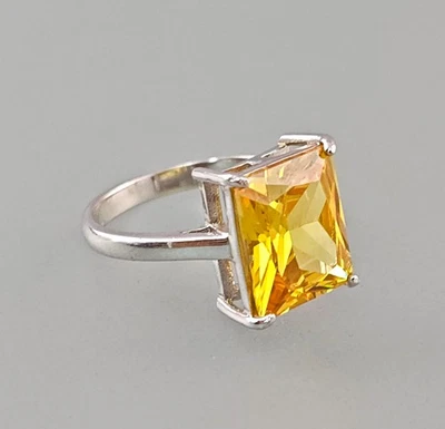 A-9425346 Anello In Argento 925 Con Citrino Giallo Taglia 54 - Immagine 1 di 2