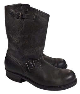 FRYE Herren Engineer Stiefel Größe 10M schwarz Leder maxitred HERGESTELLT IN DEN USA Moto abgenutzt - Bild 1 von 8