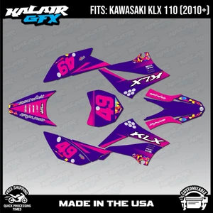 Graphics Kit for Kawasaki KLX110 KLX110R/RL (2010-2024) Blaze-Purple - Picture 1 of 4