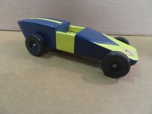 PINEWOOD DERBY AUTO elegant handgefertigt blau und gelb lackiert Holz BSA Rennen Vintage - Bild 1 von 6