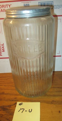 HOOSIER CABINET ORIGINAL COFFEE JAR w/  LID LISTING # 17-U - Image 1 of 4