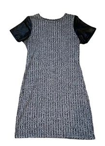 Cheryl Creations Kids Girls Rib Navy Knit Faux Black Leather Sleeve Dress XL(14) - Picture 1 of 4