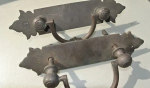 2 large BOX HANDLES vintage aged style solid Brass DOORS very heavy 10 " bolt B - Picture 1 of 5