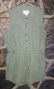Old Navy Linen Sleeveless Romper Girl's Size 8 Olive Forest - Picture 1 of 4