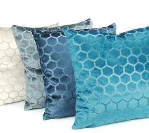 Cushion Cover Plain Embossed Velvet Honey Comb Pattern by Clarke & Clarke - Picture 1 of 5