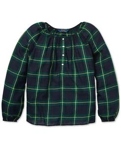 POLO RALPH LAUREN NUEVO NIÑOS NIÑAS ALGODÓN TARTÁN CUADROS TOP BLUSA CAMISA 12 - Imagen 1 de 2