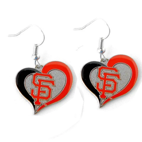 Brand New MLB San Francisco Giants Swirl Heart Earring Dangle Charm Cover