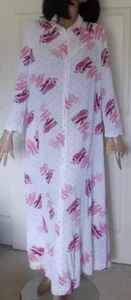 NOS Vintage White Nylon Acetate Purple Fashionable People Zipper Long Robe Med - Picture 1 of 7