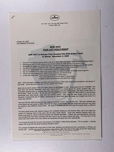 Bon Jovi Pres Release This Left Feels Right Original New Album Promotion 2003 - Picture 1 of 13