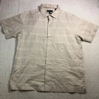 Bobby Jones Linen Blend Shirt Mens XL Beige Plaid Short Sleeve Button Up Golf - Image 1 of 4