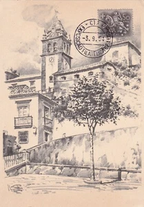 PHILATELISTISCHE AUSSTELLUNG POSTKARTE LEIRIA Turm der Kathedrale - Bild 1 von 2