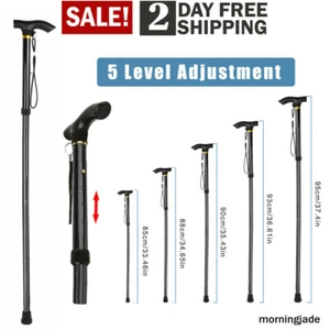Aluminum Walking Stick Folding Metal Cane Adjustable Collapsible Travel Hiking - Picture 1 of 24