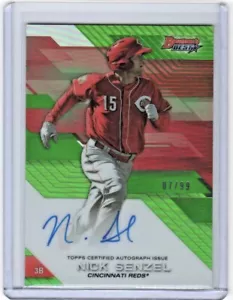 2017 BOWMAN'S BEST NICK SENZEL GREEN REFRACTOR RC ON CARD AUTO /99 REDS HOT!!! - Bild 1 von 2