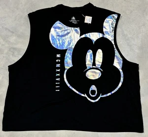 NWT Disney Mickey Mouse Reflective Tank Top T Shirt Ladies Size 2X Black - Picture 1 of 3
