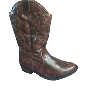 Cherokee Size 6 Brown Side Zip Cowboy Western Boots Womens Leather Gregoria  - Picture 1 of 7