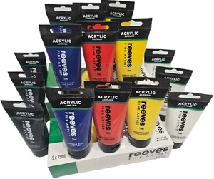 Juego a granel de pintura acrílica Reeves | 15 tubos 75 ml de 5 colores primarios | Artista - Imagen 1 de 9