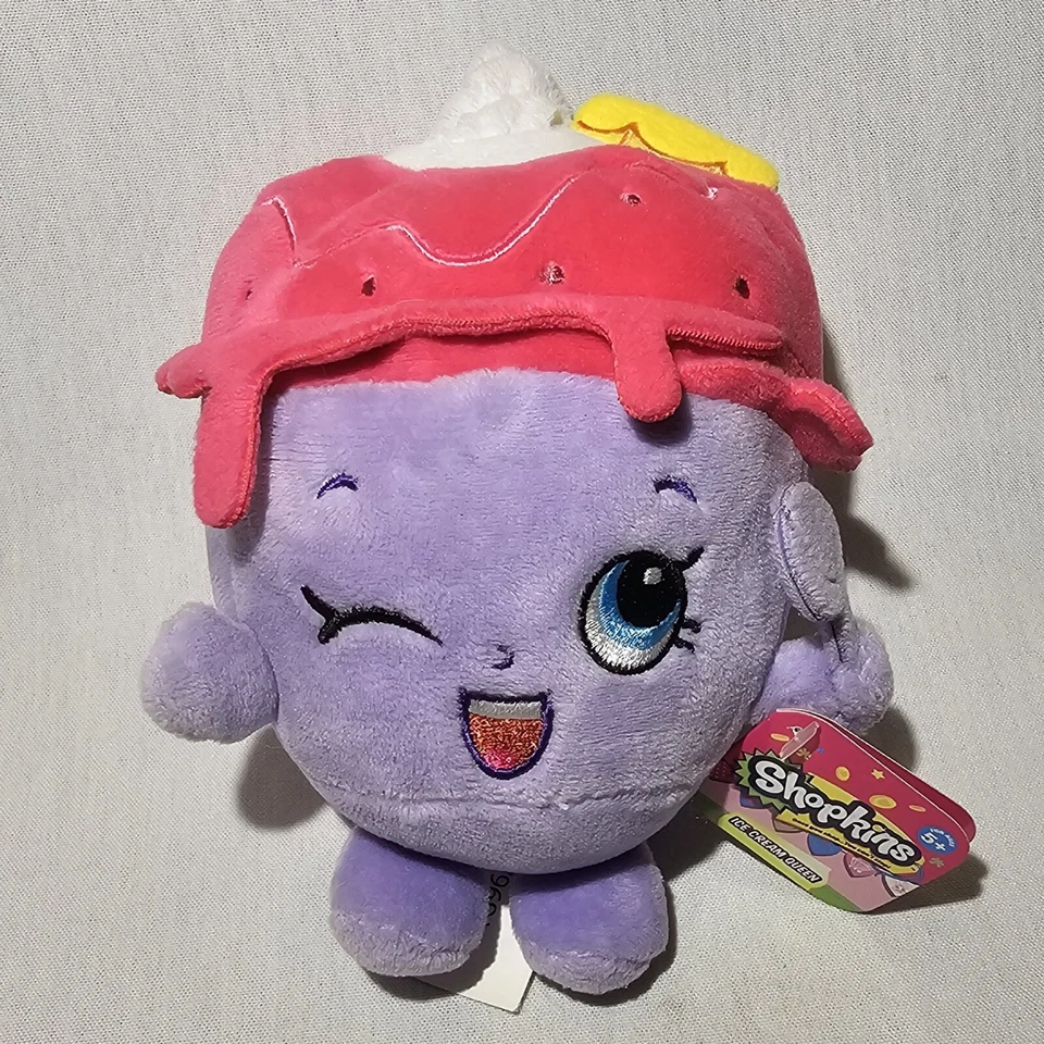 Juguete de peluche pequeño Shopkins Ice Cream Queen púrpura rosa nuevo con etiquetas 2013 Foto 1 de 4