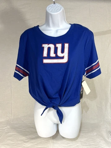 NWT NY Giants Womens NFL Team Apparel Waist Tie Blue T Shirt Sz M Cover