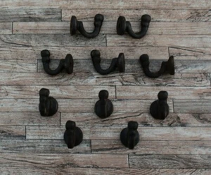 10p Vtg Cast Iron Hat Coat Pan Pot Hanging Acorn Tip Kitchen Hook Barn House Dco - Picture 1 of 9