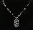 925 Sterling Silver - Vintage Tanzanite & Topaz Cluster Chain Necklace - NE3768