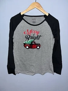 "Merry & Bright" Christmas Pajama Shirt, size youth medium, Holiday #Famjams - Picture 1 of 4