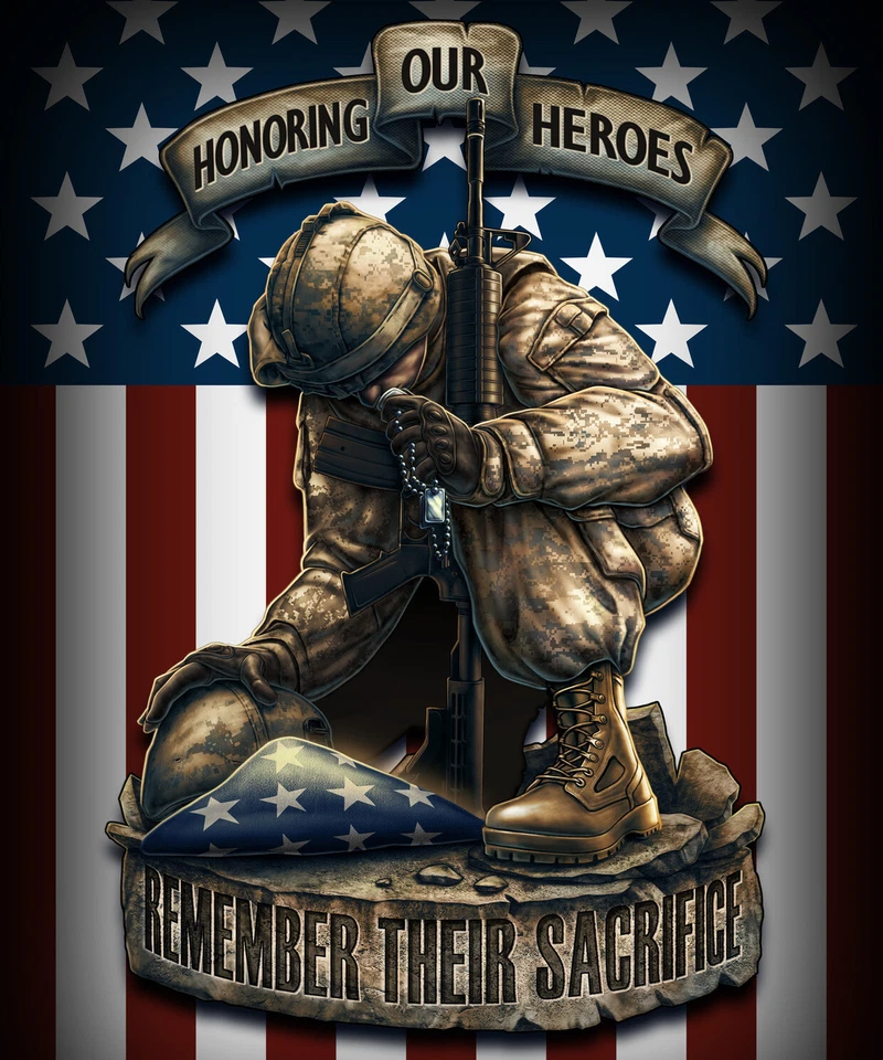 Manta Militar Honrando Héroes 50"x60" NUEVA 100% Poliéster Vellón Lanzamiento Banner Foto 1 de 1