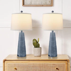 Nightstand Lamp Bedside Lamps Set of 2 Desk Lamps Vintage Rustic Farmhouse - Picture 1 of 12