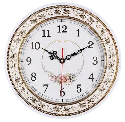 Tebery Silent Modern Quartz Flower Design Decorative Wall Clock Non-ticking Digi