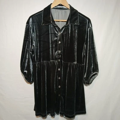 Vestido blusa feminino tamanho M veludo com botões comprimento 3/4 - Imagem 1 de 4