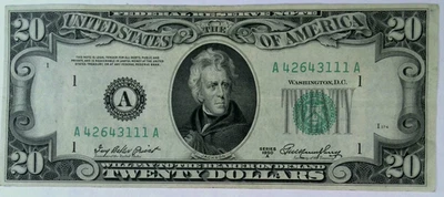 1950 A  $20 Federal Reserve Note  Boston A42643111A Fr-2060-A AU - Image 1 of 4