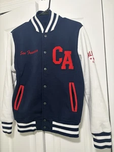 California Citywear Varsity Jacket San Francisco CA Patch Navy White Small - Picture 1 of 11