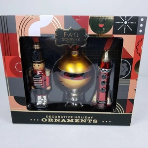 FAO Schwarz Christmas Ornaments Return to Wonder Soldier Balloon Rocket Glass - Picture 1 of 7