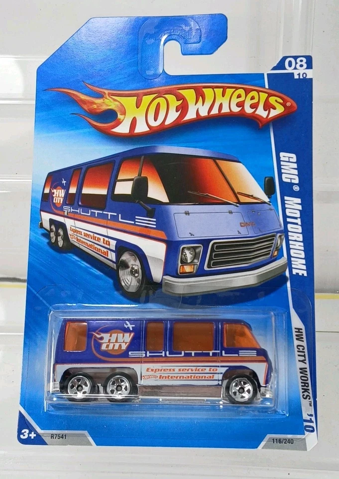 2010 Hot Wheels #116 HW City Works 8/10 GMC MOTORHOME Blue w/Chrome 5 Spokes - Image 1 of 4