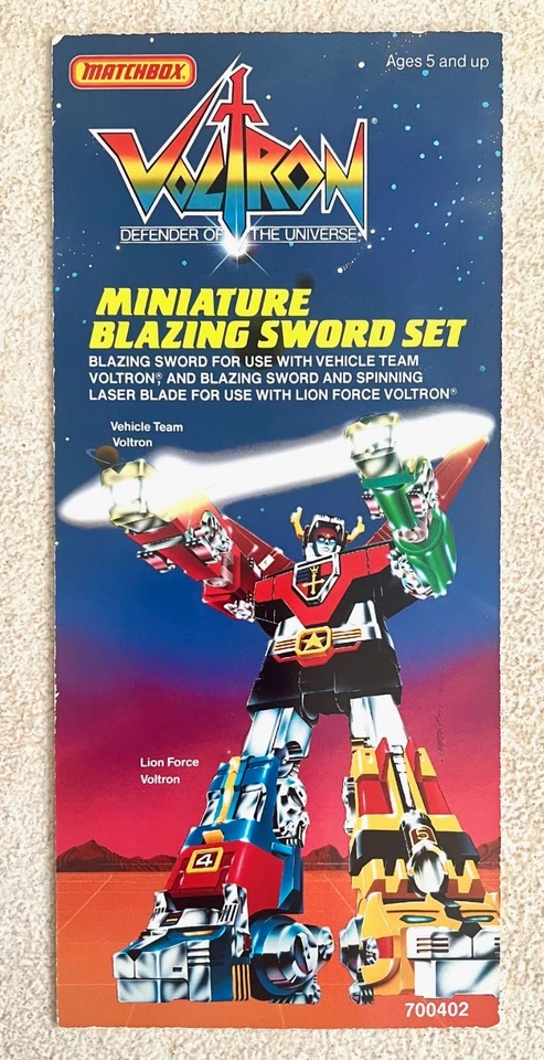 Matchbox Voltron BLAZING SWORD SET Pre-Press Package Proof - ONE OF A KIND! - Image 1 of 2