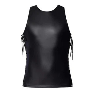 Classic Theme Men's Lacquer Undershirt Sexy Vest Black Color Brand New Condition - Picture 1 of 20