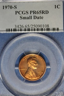 1970 S PCGS PF65RD SMALL DATE LINCOLN MEMORIAL CENT #B51148 - Image 1 of 2