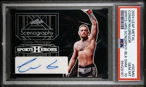PSA 10 Connor McGregor Autograph 2024 Leaf Black Shimmer Auto Scenography Card - Bild 1 von 3