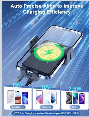 Wireless Car Charger, MOKPR Auto-Clamping Car Mount 15W/10W/7.5W Fast Chargin... - Image 1 of 3