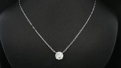 Handmade Platinum GIA 1.20ct Old European Cut Diamond Solitaire Pendant Necklace - Image 1 of 4
