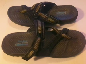 Skechers Sandals Mens 10 Black Outdoor Lifestyle Hook & Loop Straps Adjustable - Picture 1 of 5