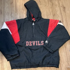Vintage New Jersey Devils Starter Puffer Jacket Gr. Large NHL Pullover Rd Des - Bild 1 von 19
