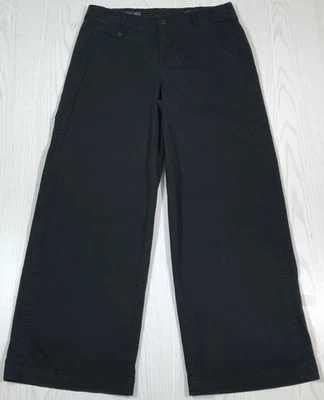Pantalones chinos de pierna ancha American Eagle para mujer 10 negros de lona mezcla de algodón tiro alto Foto 1 de 4