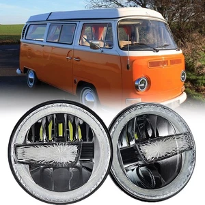 LED Headlights For VW Bay Window Camper Bus Van T2 1974-1979 high-low beam lamps - Picture 1 of 16