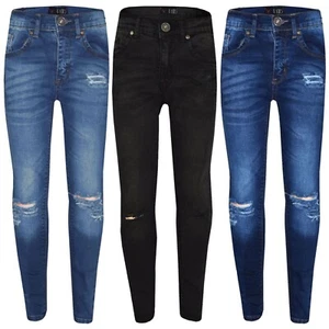 Kids Girls Stretchy Jeans Ripped Denim Pants Trousers Jeggings Age 3-14 Years - Picture 1 of 21