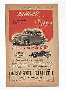Singer SM 1500 Super Nine Original Advertisement removed from a 1950 Magazine
