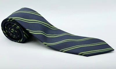 Corbata para hombre MERONA 100 % seda azul con rayas verdes menta H- 4” E- 1,5” L- 60” Foto 1 de 3