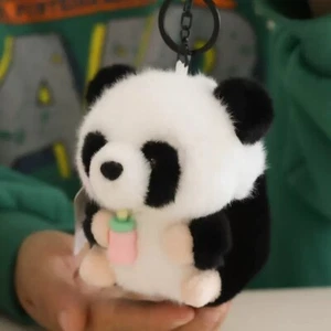 Cute Baby Panda Hold Feeding Bottle Animal Soft Doll Plush Toy Small Pendant 1pc - Picture 1 of 5