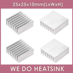 25x25x10mm With or Without Tape Silver Extruded Heatsink Cooler Radiator - Photo 1/9